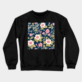 Primroses on navy blue inspired by William Morris Crewneck Sweatshirt